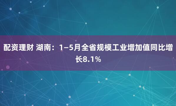 配资理财 湖南：1—5月全省规模工业增加值同比增长8.1%